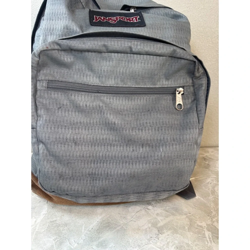Jansport Right Pack Expressions Grey Chevron Backpack Leather Bottom JS00TZR6